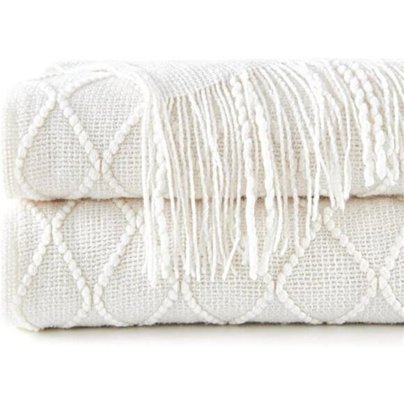 Knitted Throw Blankets for Couch and Bed, Soft Cozy Knit Blanket - Picture 6 of 7